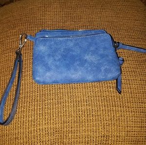 NWOT Free People Blue Vegan wristlet